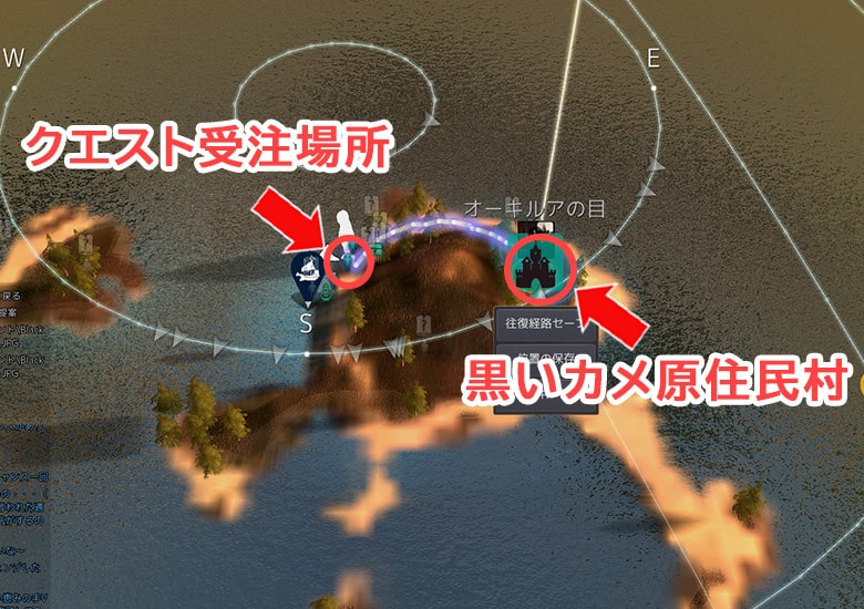 黒いカメ原住民村は島の東側