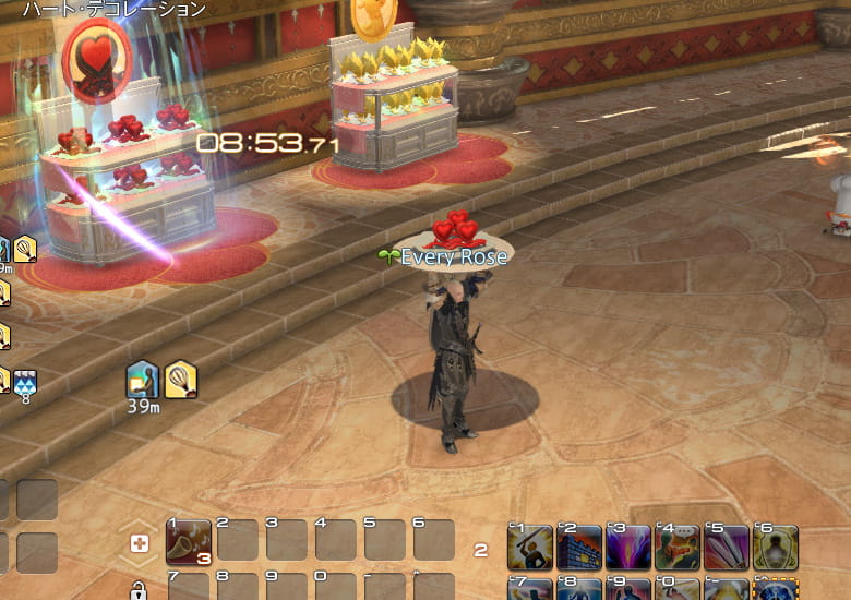 光っている棚から材料を運ぶ